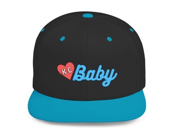 Embroidered KC BABY Cap, Kansas City Flat Bill SnapBack Hat, Unisex Ball Cap, Modern Style, Kansas City Fashion, Current Cap, Streetwear