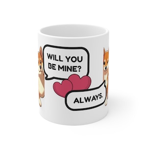Você será meu? Sempre. Shibu Inu que estala a pergunta Caneca De Café | Cachorro Shiba Inu fofo, presentes para amantes de animais de estimação e café, caneca de cerâmica 11 onças