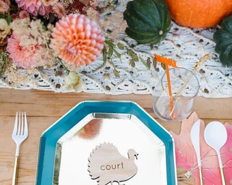 Thanksgiving Table Place Cards | Turkey Place Cards | Fall Place Cards | Leaf Place Cards | Wooden Place Cards