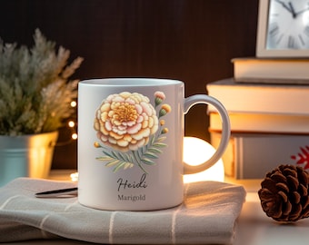Personalized Birth Flower Mug October, Custom Birth Month Birth Flower Mug, Mother's Day Gift, Plant Mom Mug, Mothers Day Mug