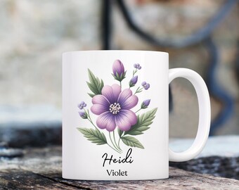 Personalized Birth Flower Mug February, Custom Birth Month Birth Flower Mug, Mother's Day Gift, Plant Mom Mug, Mothers Day Mug