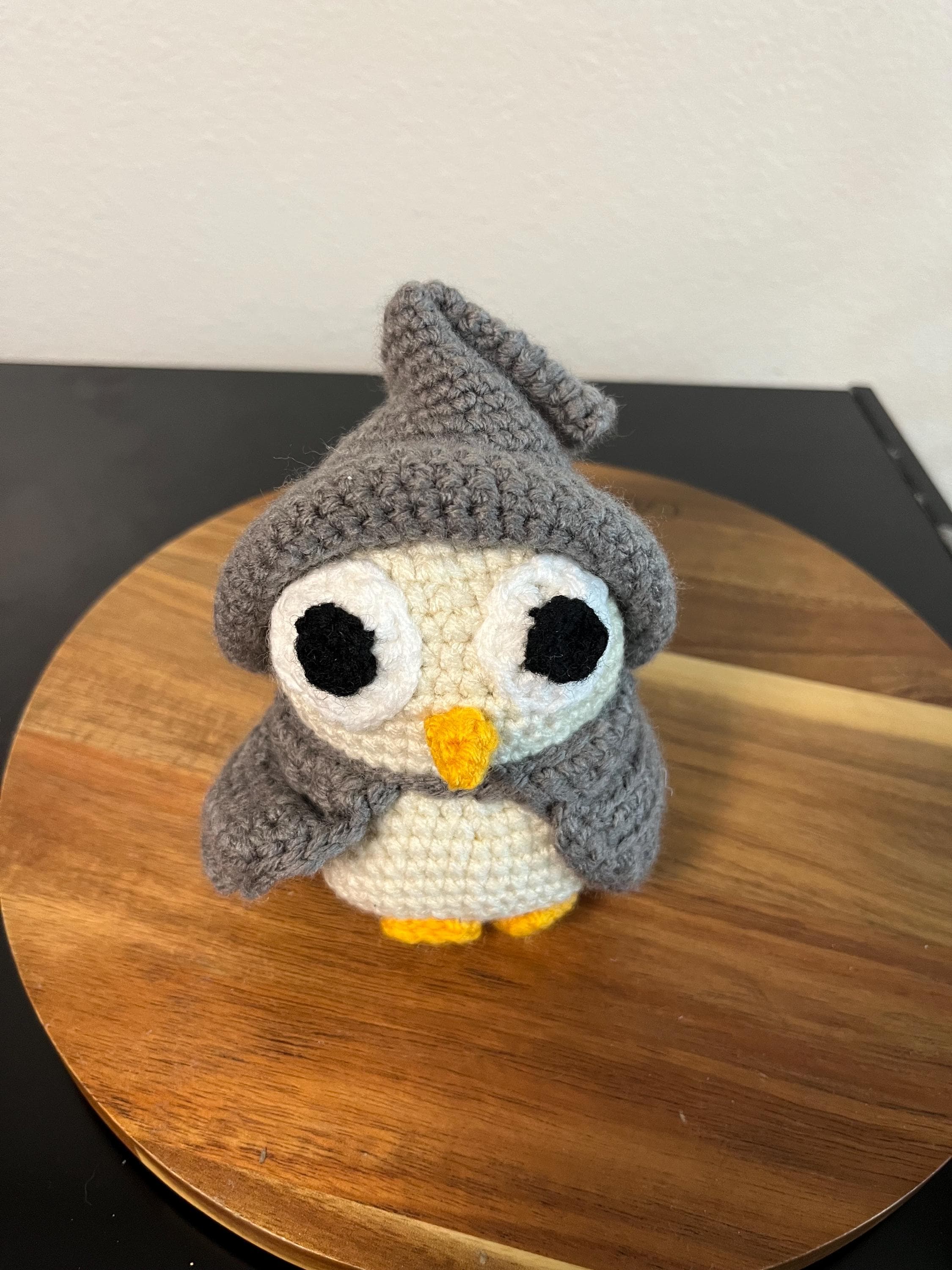 Baby owl witch - handmade crochet owl with hat and cape