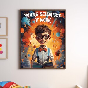Custom Poster, Young Male Scientist Poster - Inspiring Future Science Graduates, Boys Nursery & Study Room Decor, Printable Scientist Gift!