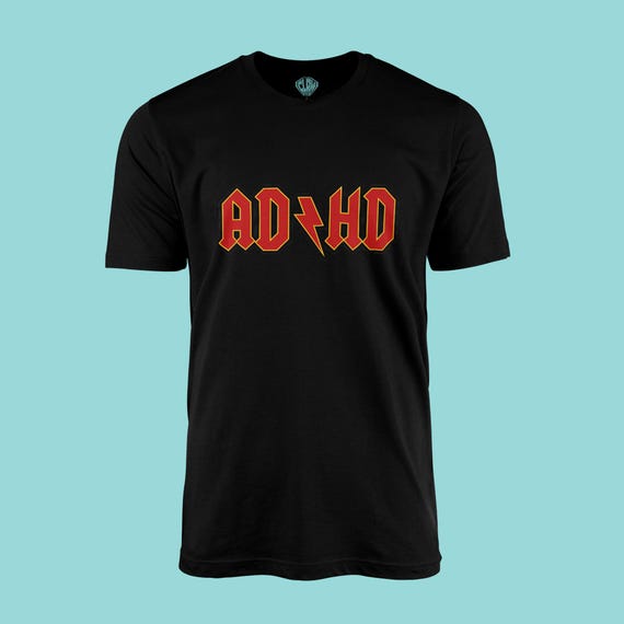 ADHD ACDC Parody T-shirt Black - Neurodivergent Rock Music Shirt