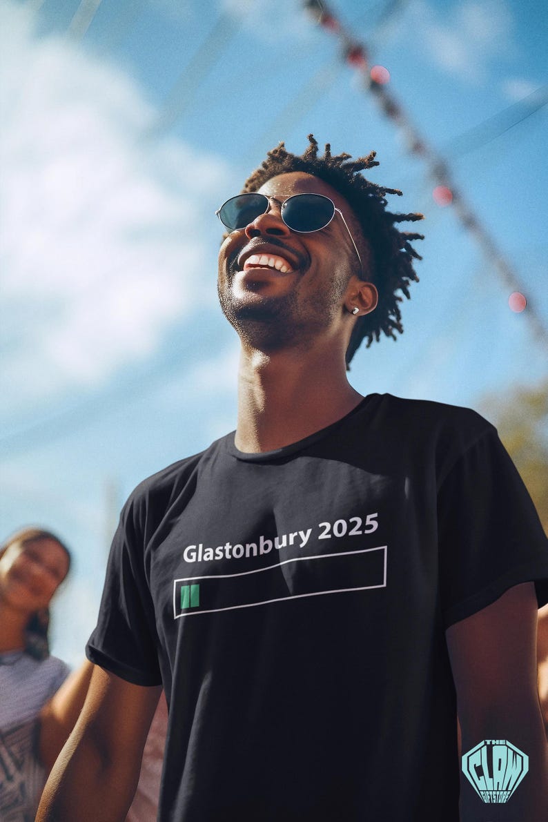 Queue Loading Bar Glastonbury 2025 Loading Bar T-shirt Black Glasto 2 Bar Club Loading ...