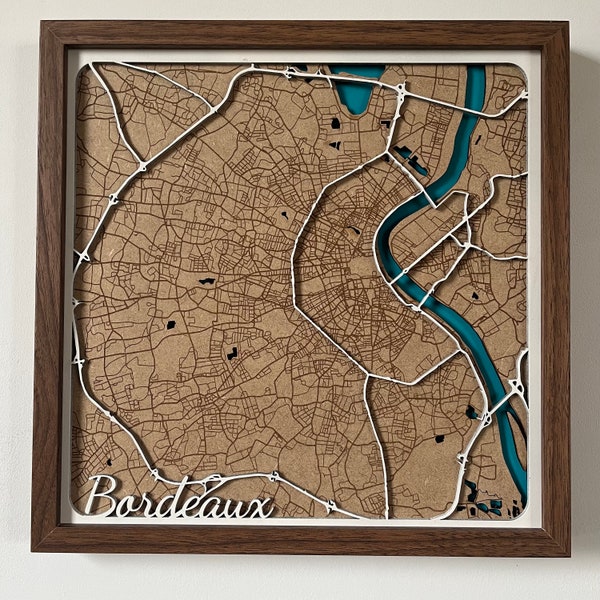 Relief map of Bordeaux