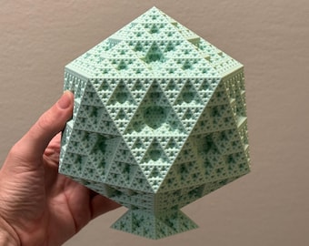 3D Printed Sierpiński Icosahedron Fractal Sculpture - Level 5 | Attached Base