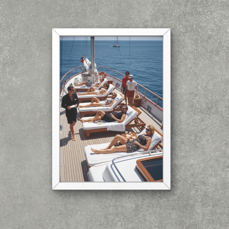 Konsttryck i yachtliv från 1960-talet: Slim Aarons-stil Riviera Glamour (digital nedladdning) bild 3