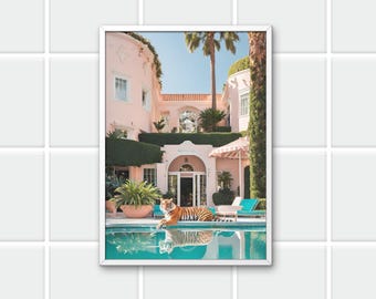 Fine Art Tigers by the Pool Print - Framed Fine Art Photography Print - Modern Palm Springs Home Luxury Wall Decor, Digital download