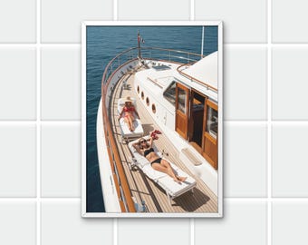 Luxury Yacht Print: Summer Vacation Ocean View (Digital Download)