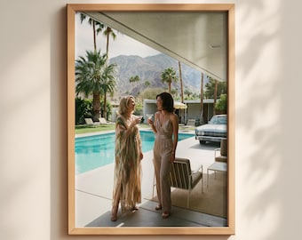 Impression au bord de la piscine de Palm Springs, style vintage des années 60 (téléchargement numérique)