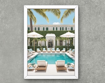 Fotografitryck med pool i Beverly Hills: Lyxig livsstilsväggkonst (digital nedladdning)