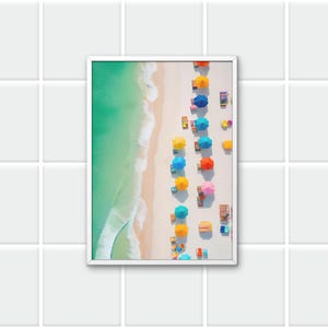 Rainbow Beach Umbrella Print, Beach Print, Colorful Wall Art, Printable Wall Art, Pride Art Printable , Palm Beach Wall Art