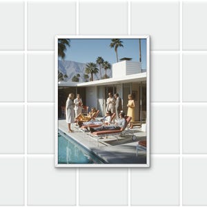 Vintage Palm Springs Pool Party Print |  Mid Century Modern Wall Art | 1960s Luxury Photography Digital Download