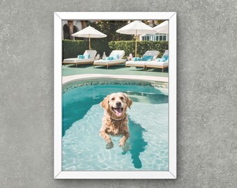 Hondenafdruk Beverly Hills Hotel: Palm Springs Pool Art (digitale download)