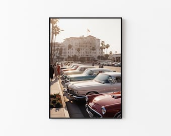 Beverly Hills Hotel Print | Vintage Classic Car Wall Art | Retro Los Angeles Poster | Old Money Aesthetic | California Dream Decor | 60s Art