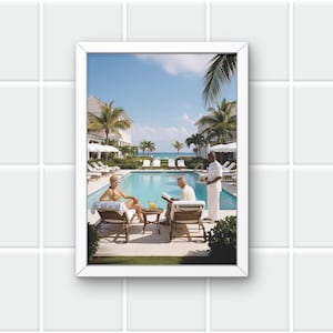 Luxury Resort Print: Tropical Getaway, Elegant Couple (Digital Download)