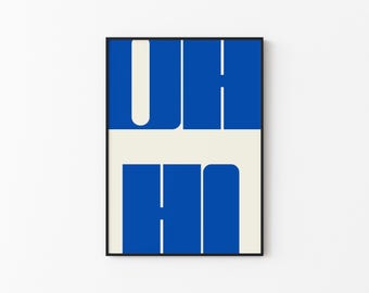 OH HI Print, Trendy Typography Wall Art, Mid Century Modern Poster, , Funky Dorm Decor