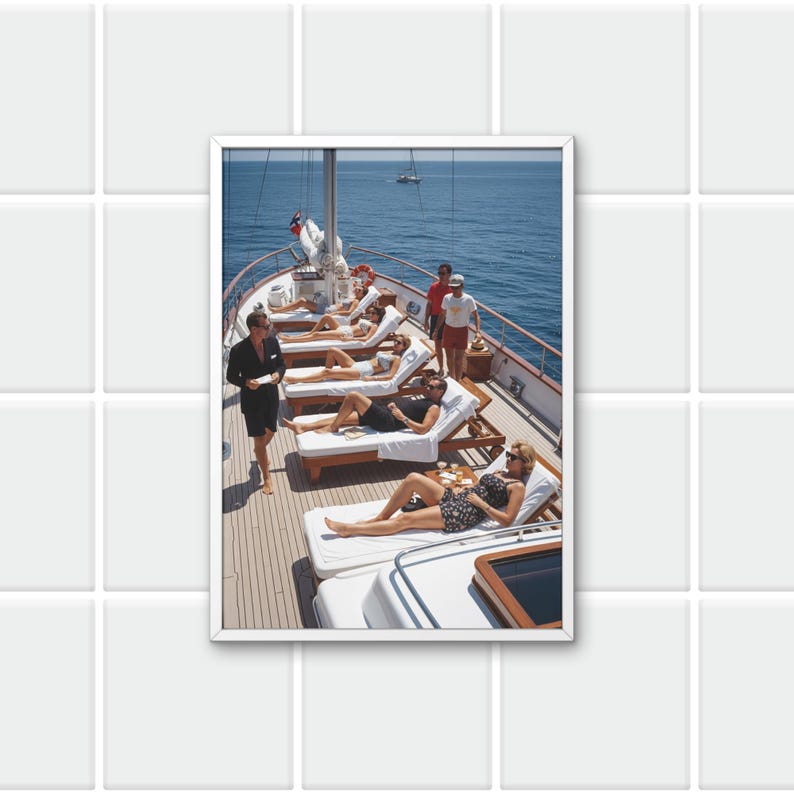 Konsttryck i yachtliv från 1960-talet: Slim Aarons-stil Riviera Glamour (digital nedladdning) bild 1