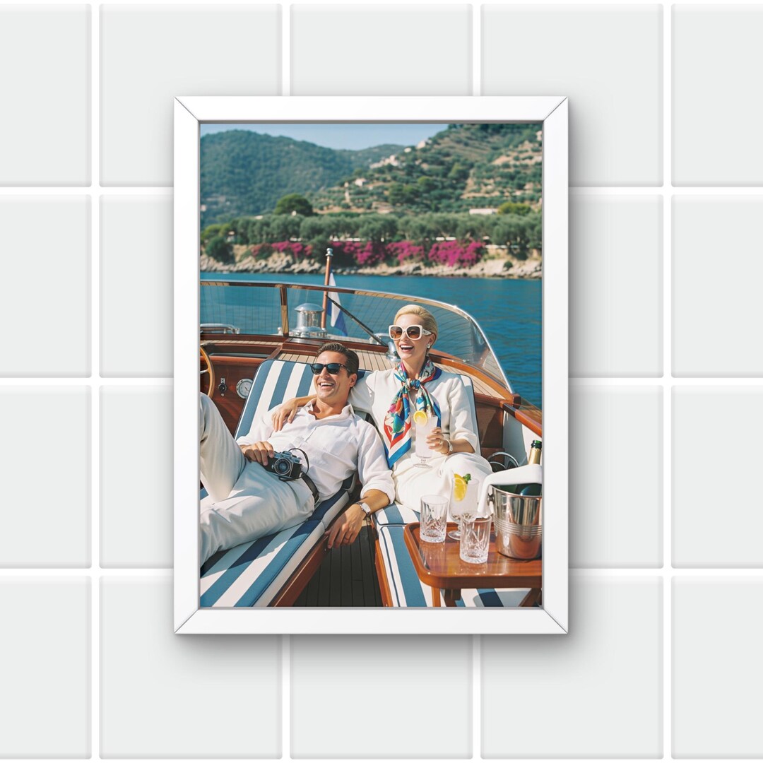 Jet Set Riviera 1960s Yacht Life Digital Print | Luxury Sunbathing Art | Jet Set ...