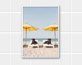 Impression chien Palm Beach : photographie de luxe sur la plage (téléchargement numérique)