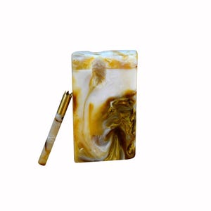 4-inch resin dugout swivel Magnetic lid hand crafted art blue colour with matching brass bat, free shipping 10 to 15 days (bigger chamber)