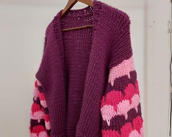 Cadeau fête des mères, cardigan, bohème, cardigan coloré, tendance, tenue pour femme, fait main, cadeau d'anniversaire, cardigan long, veste color block.