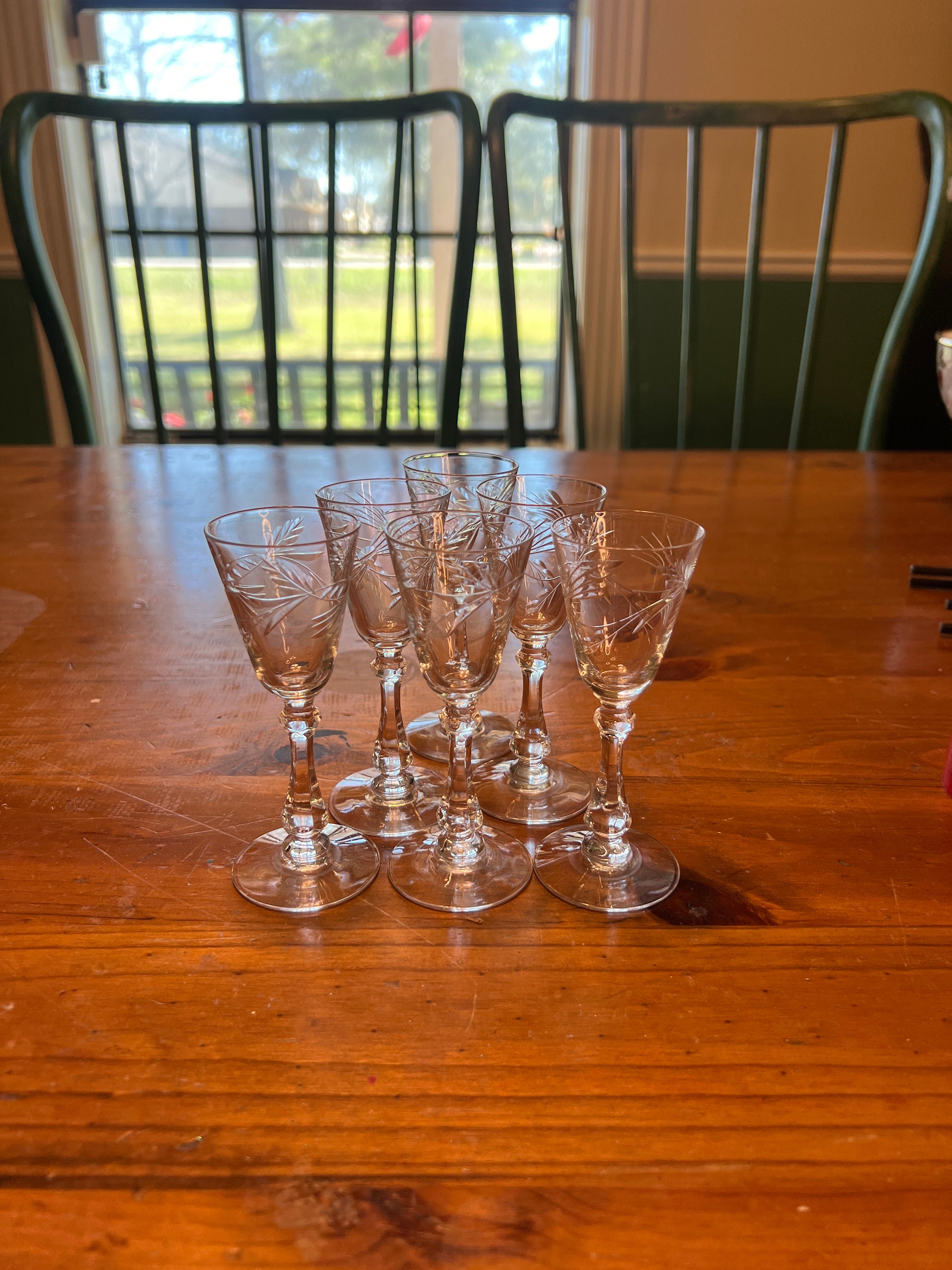 Antique Port Glasses Etched Crystal Cordial Glasses Etsy