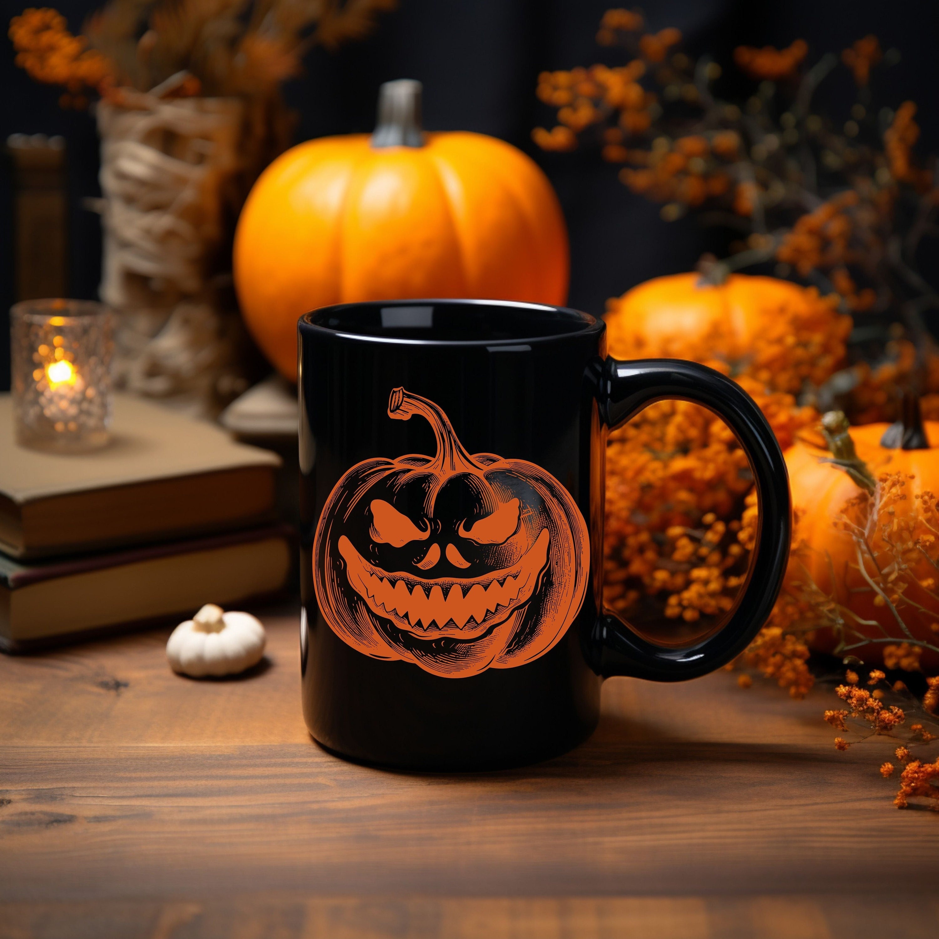 Pumpkin...Black Mug 15oz Halloween Coffee Mug, Pumpkin Mug, Gift For Halloween, Ghost Coffee Mug, Spooky Halloween Mug, Fall Mug
