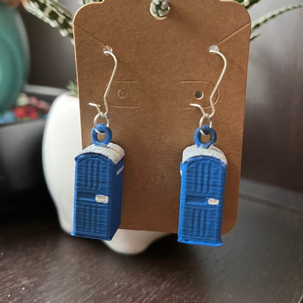 3D Printed, Hand Painted, Porta Potty Earrings