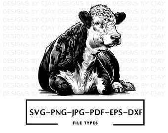 Hereford SVG | Hereford Cricut | Hereford Clip Art | Hereford Vector | Hereford Laser Cut File | Bull Vector Graphic Art | Hereford Die Cut