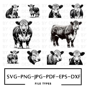 May include: A set of nine black and white illustrations of a bull's head and full body. The illustrations are in a variety of poses, including standing, walking, and looking directly at the viewer. The illustrations are perfect for use in a variety of projects, such as scrapbooking, card making, and digital design.