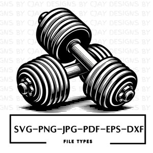 Dumbbell SVG | Weight Training SVG | Workout SVG | Gym Cut files | Gym png | Gym Silhouette | Barbell png | Weights svg | Crossfit Clipart
