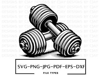 Dumbbell SVG | Weight Training SVG | Workout SVG | Gym Cut files | Gym png | Gym Silhouette | Barbell png | Weights svg | Crossfit Clipart