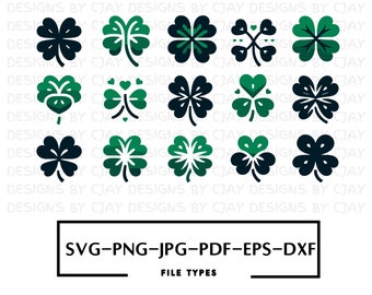 Shamrock SVG Bundle | Clover Leaf SVG | St Patricks PNG | 4 Leaf Clover svg | Clover png | Shamrock Clipart | St Pattys Day Shirt Lucky svg