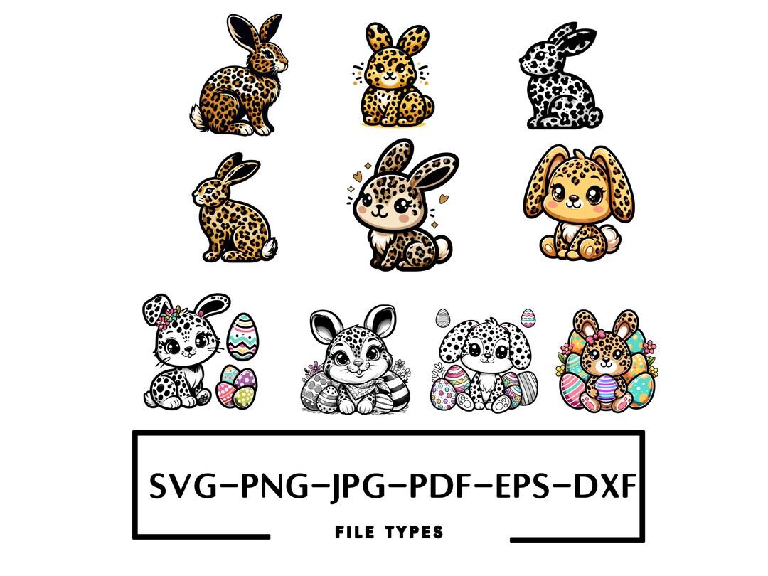 Leopardbunny SVG Bundle | Cute Easter Bunny SVG Bundle | Happy Easter ...