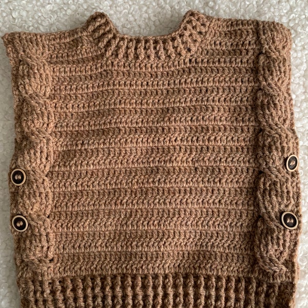 Pull sans manches au crochet, vêtement tricoté pour bébé, pull bébé, unique en son genre, gillet pull,fait main, gilet au crochet