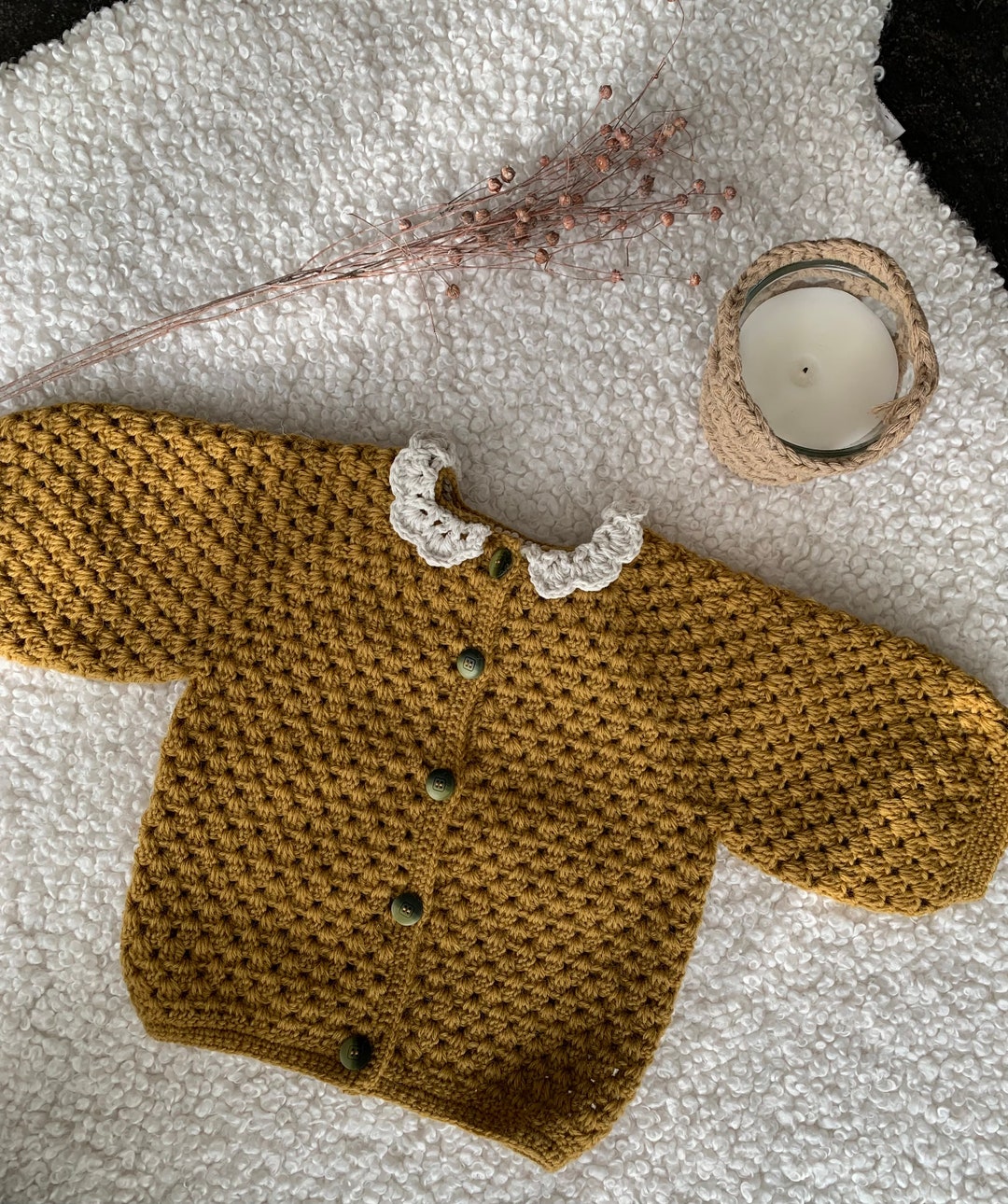Handmade Crochet Baby Cardigan, Baby Vest, Baby Clothing, Wool Crochet