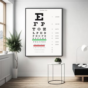 Snellen Chart Leinwand, Eye Test Chart Canvas, Snellen Eye Chart Canvas, Snellen Chart Vision Test Canvas, Augentest, Vision Test Leinwand