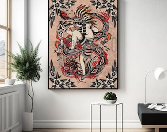 Old School Tattoo Canvas, Tattoo Canvas, Henna Tattoo Canvas, Ink Design Canvas, American Traditional Tattoo, Personalized Gift, Gift For