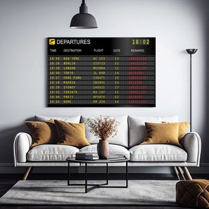Airport Departures Board Canvas: Custom Flight Schedule Art