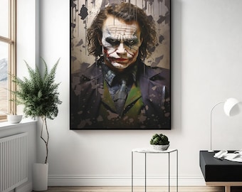 Joker Heath Ledger Canvas: Movie Poster Wall Art