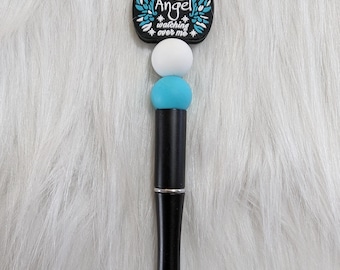 Angel Watching Over Me Beaded Pen, Memorial Silicone Bead Pen, Sympathy Gift, Inspirational Black Ink Pen, Handmade Gift