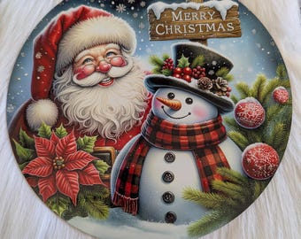 Christmas Door Hanger, Santa, Snowman, Poinsettia Wreath Attachment