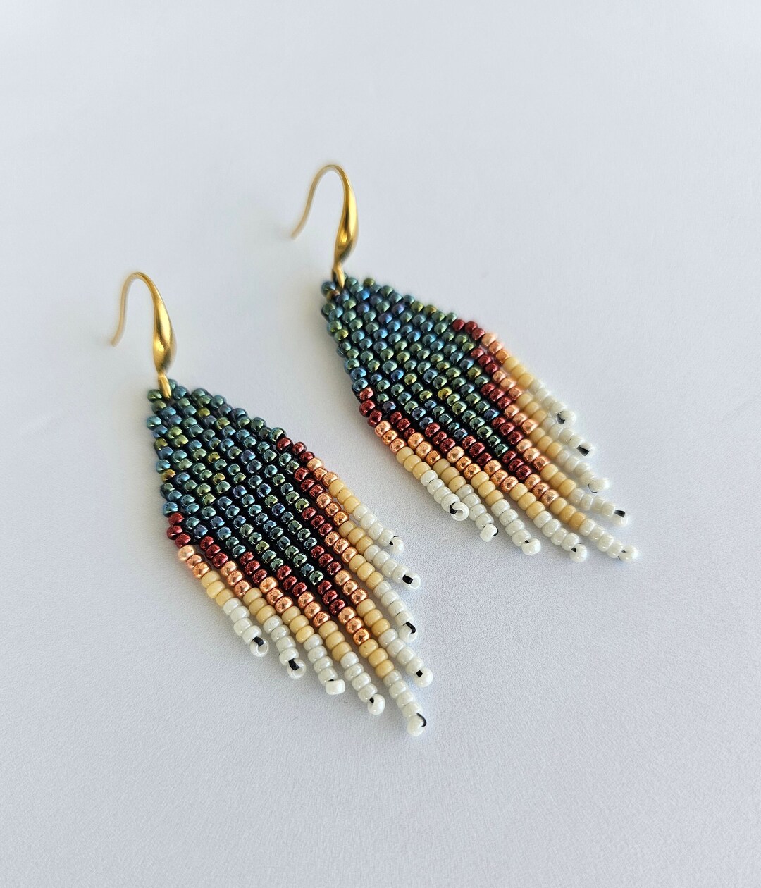 Hand Beaded Earring Navy Blue