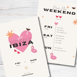 IBIZA HEN ITINERARY | Editable Template | Bachelorette Itinerary | Digital Download | Printable Itinerary