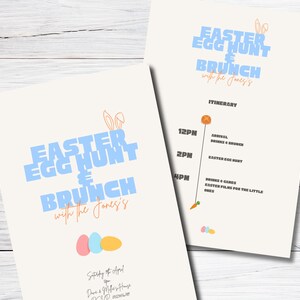 Ostereiersuche Brunch Vorlage | Reiseverlauf | Oster-Wochenende | Ostern Vorlage | Bearbeitbare Vorlage | Sofortdownload