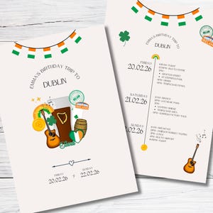 Reiseplan für Dublin | Irland | Geburtstag | Junggesellinnenabschied | Wochenendtrip | Bearbeitbare Vorlage | Sofort-Download