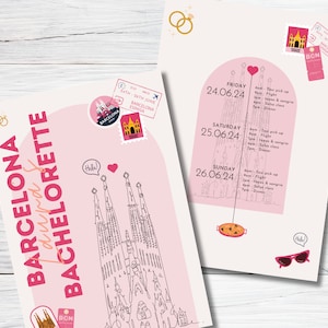 BARCELONA BACHELORETTE ITINERARY | Barcelona Hen | Weekend Break | Editable Template | Barcelona Birthday | Instant Download