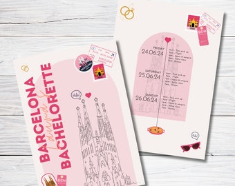 Reiseplanvorlage für einen Junggesellinnenabschied in Barcelona: Bearbeitbarer Wochenendtrip (Sofort-Download)